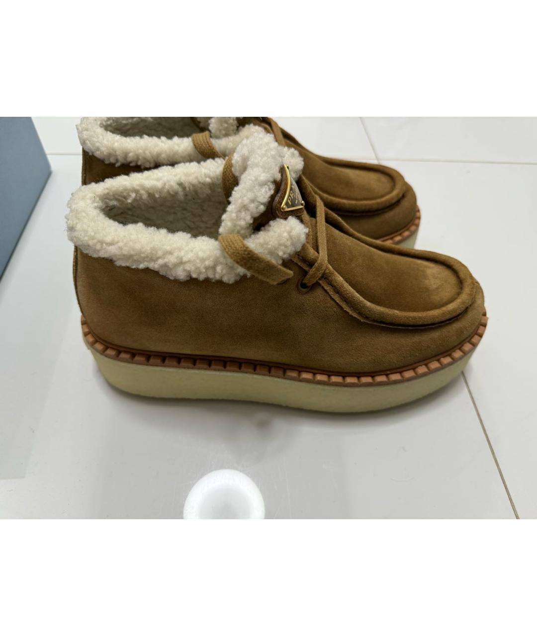 PRADA Коричневые замшевые ботинки, фото 6