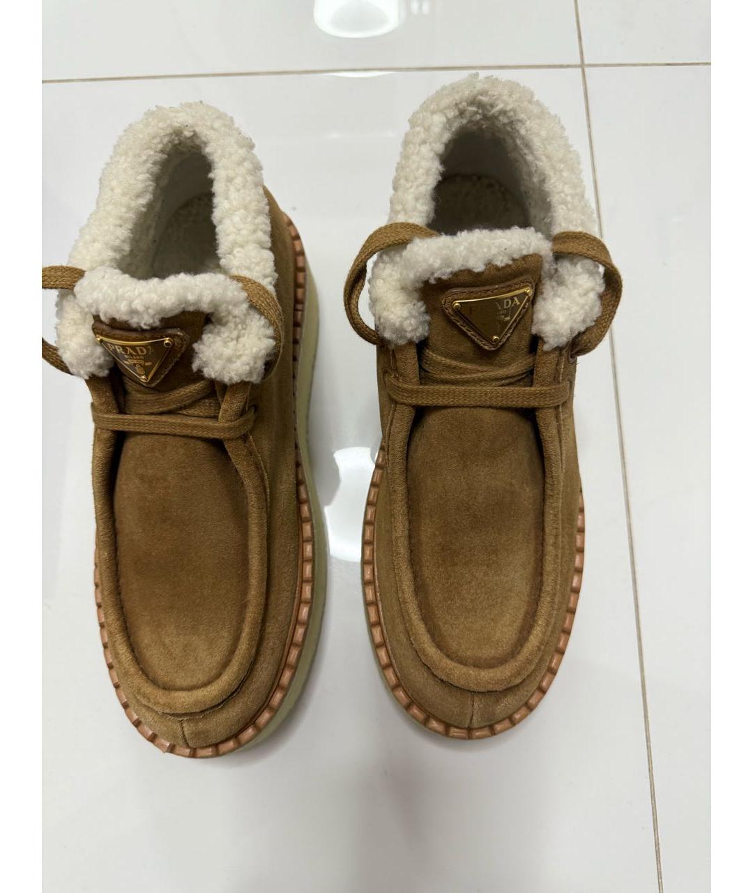 PRADA Коричневые замшевые ботинки, фото 2