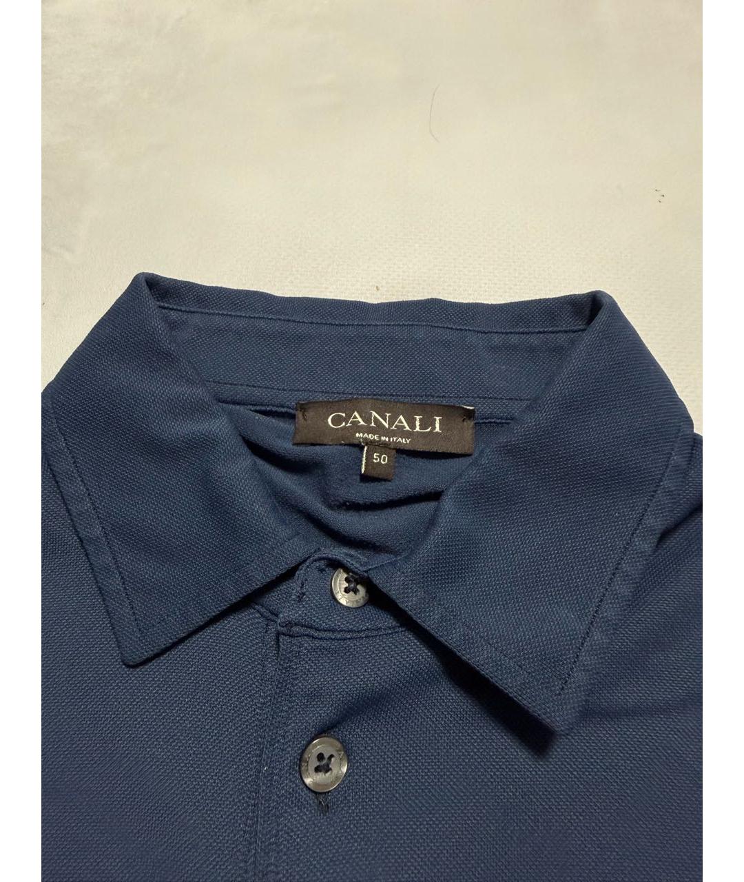 CANALI Темно-синее хлопковое поло с коротким рукавом, фото 2