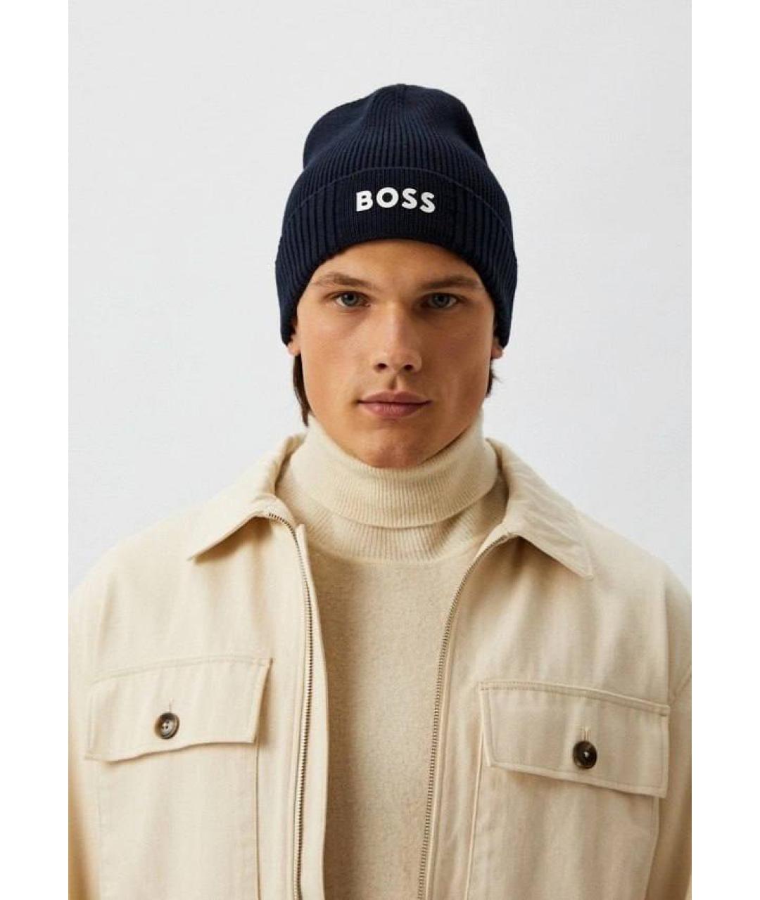 HUGO BOSS Темно-синяя хлопковая шапка, фото 5