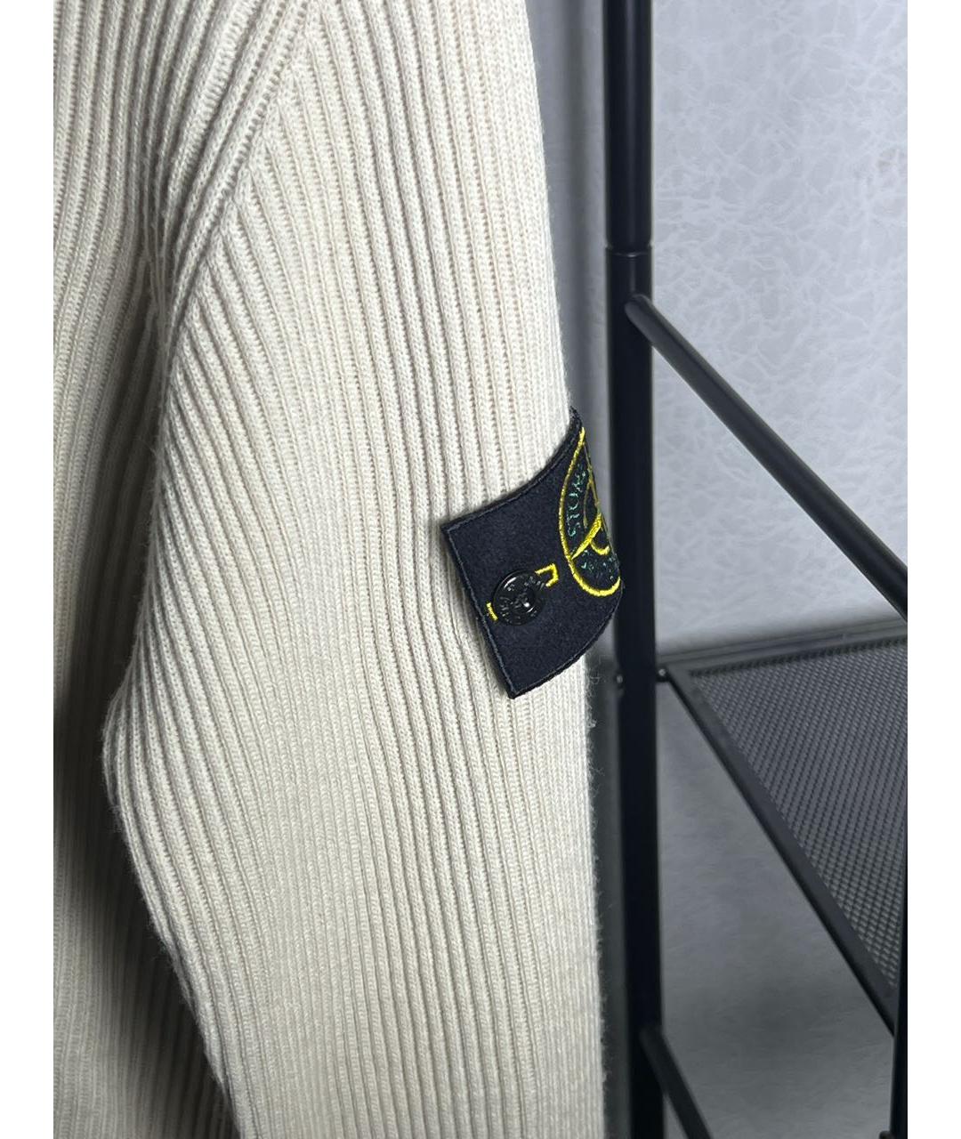 STONE ISLAND Бежевый шерстяной джемпер / свитер, фото 3