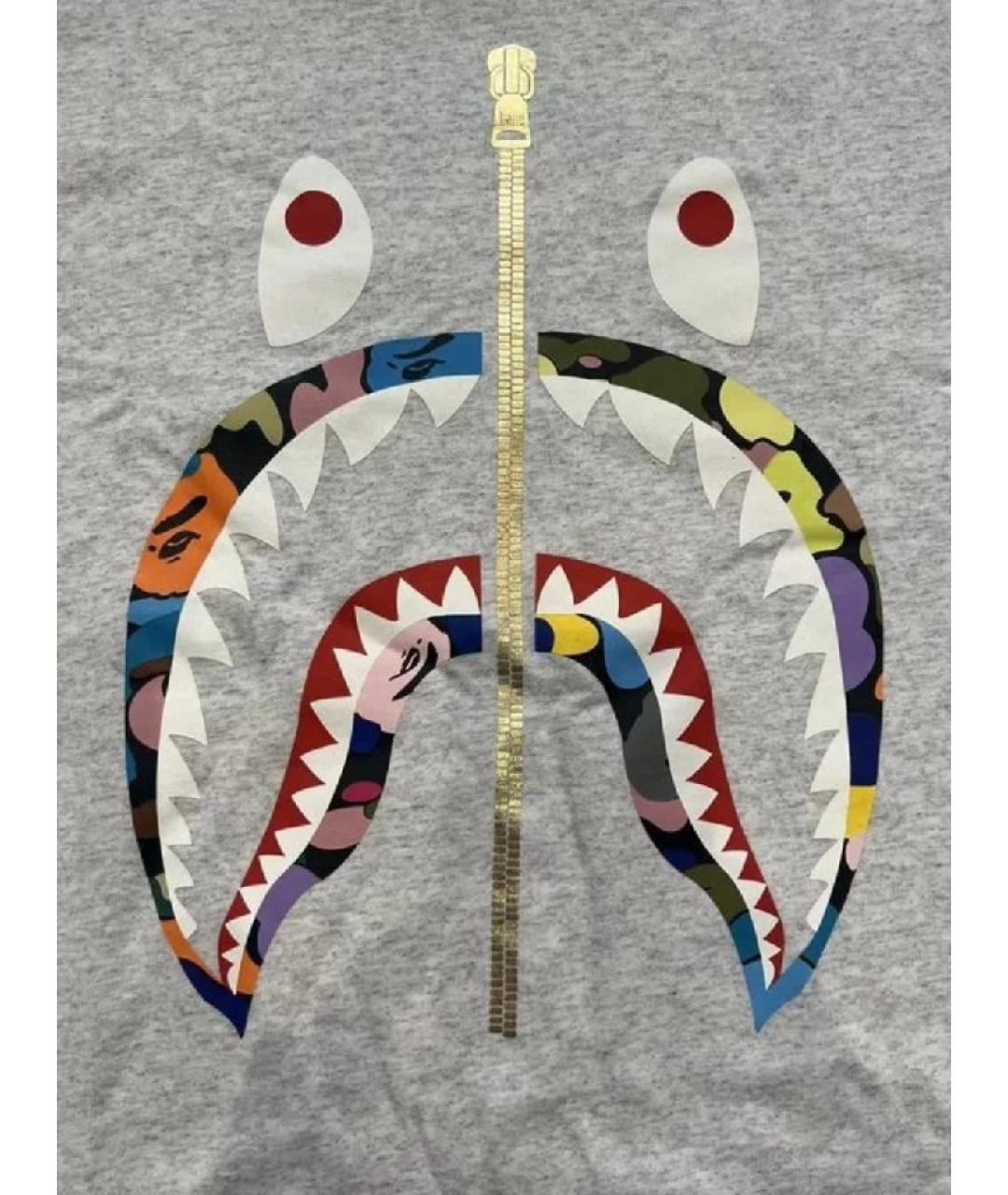 A BATHING APE Серая хлопковая футболка, фото 2