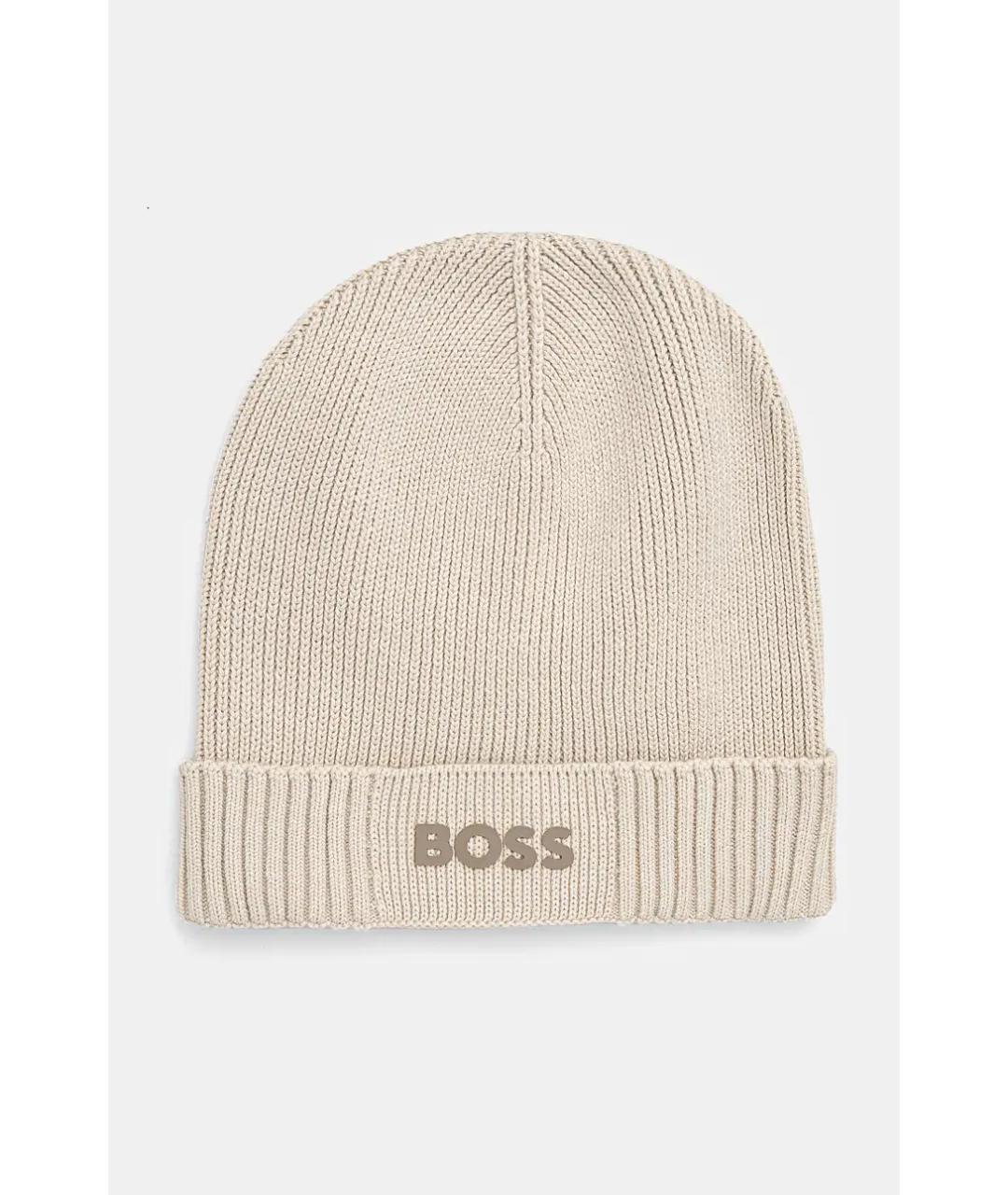 HUGO BOSS Бежевая хлопковая шапка, фото 4