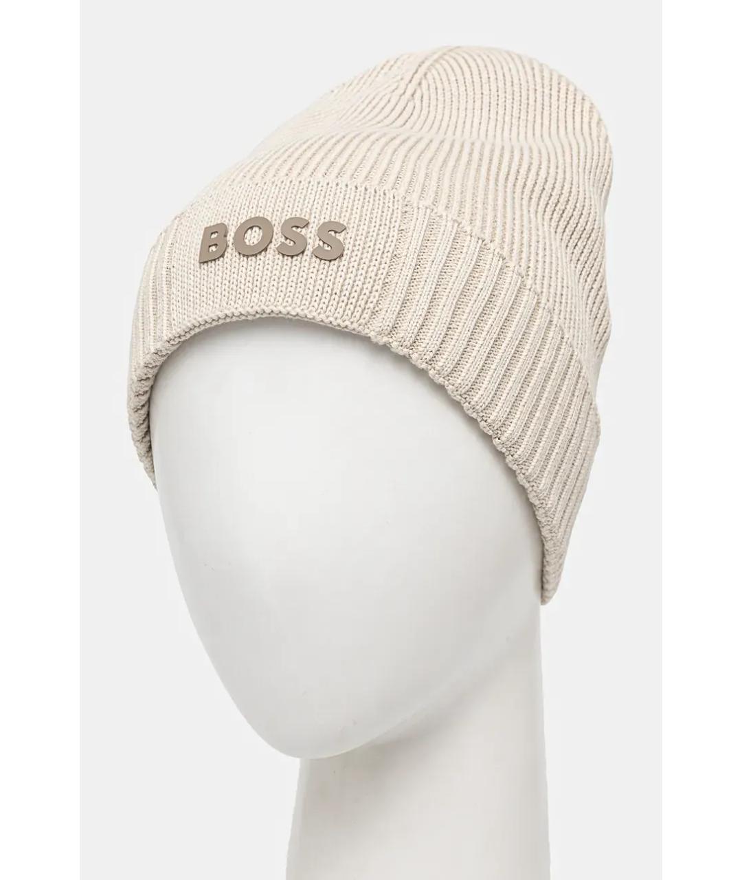 HUGO BOSS Бежевая хлопковая шапка, фото 2