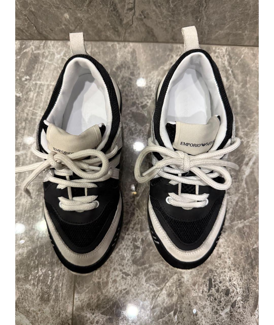 EMPORIO ARMANI Синие кожаные кеды, фото 3