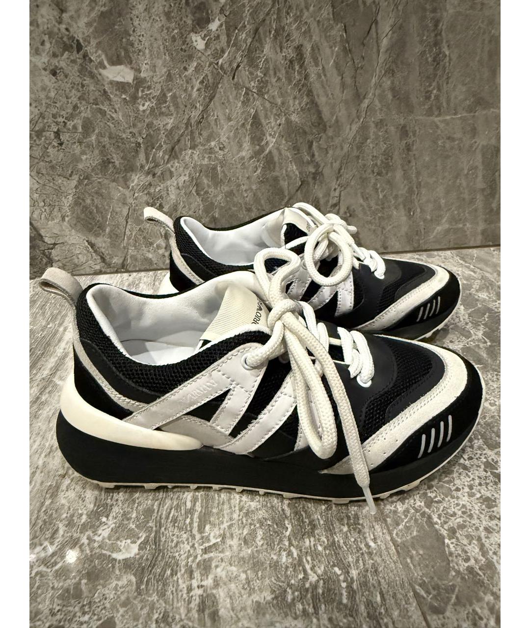 EMPORIO ARMANI Синие кожаные кеды, фото 6