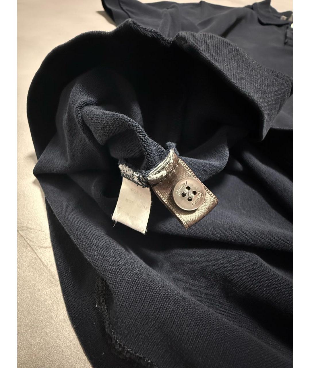 BRIONI Темно-синее хлопковое поло с коротким рукавом, фото 3