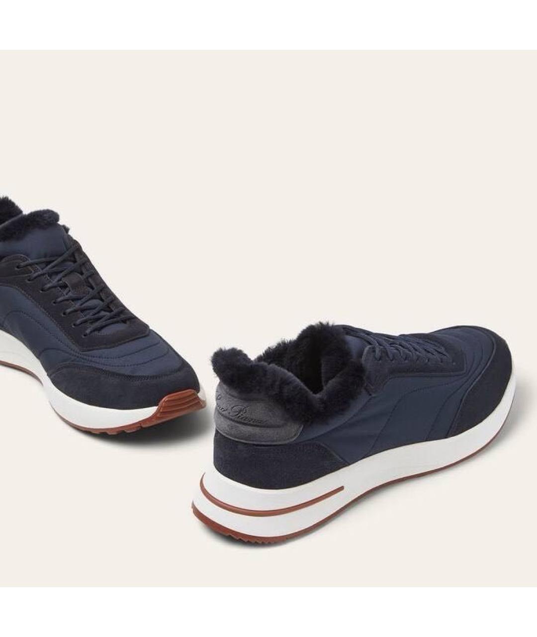 LORO PIANA Синие текстильные низкие кроссовки / кеды, фото 3