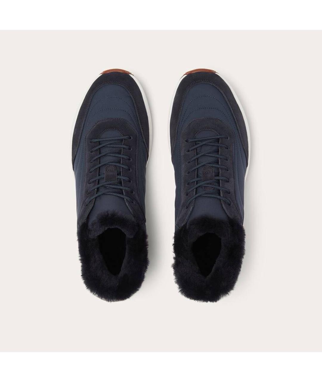 LORO PIANA Синие текстильные низкие кроссовки / кеды, фото 5