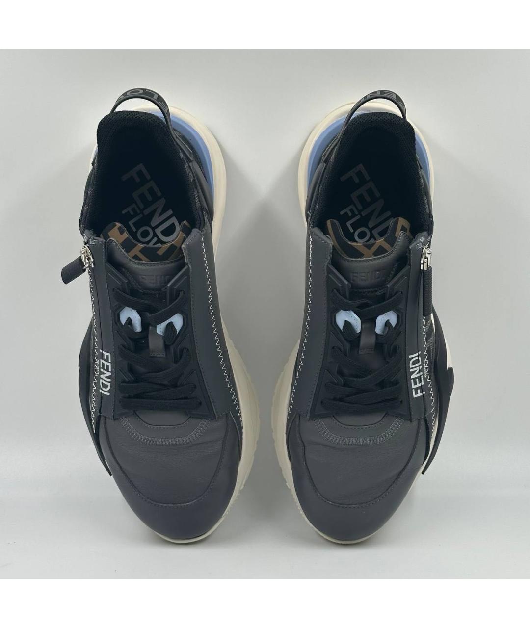 FENDI Черные кожаные низкие кроссовки / кеды, фото 3