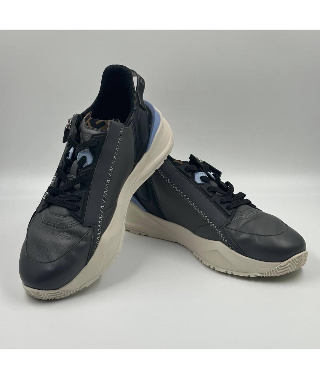 FENDI Черные кожаные низкие кроссовки / кеды, фото 4