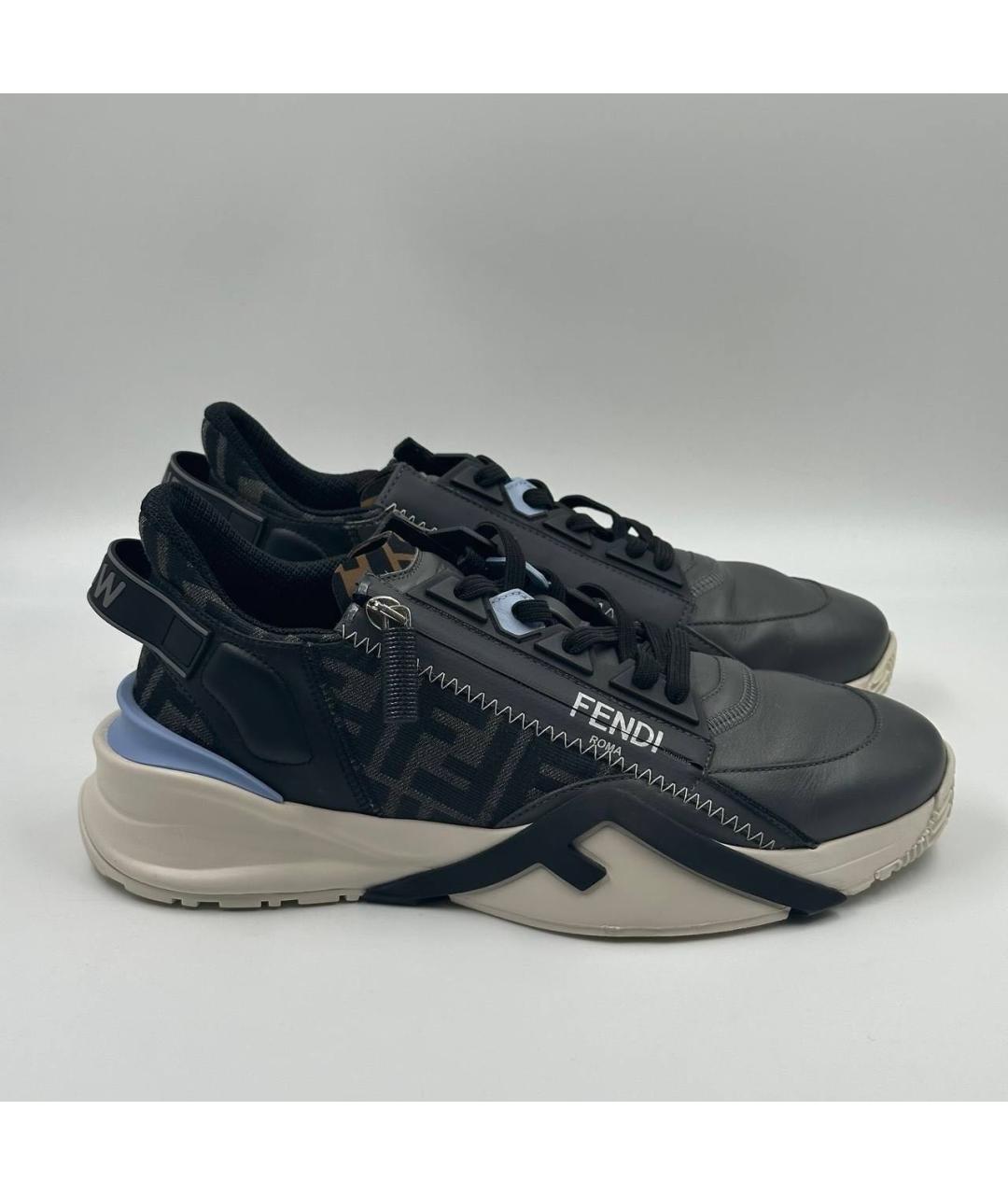 FENDI Черные кожаные низкие кроссовки / кеды, фото 6