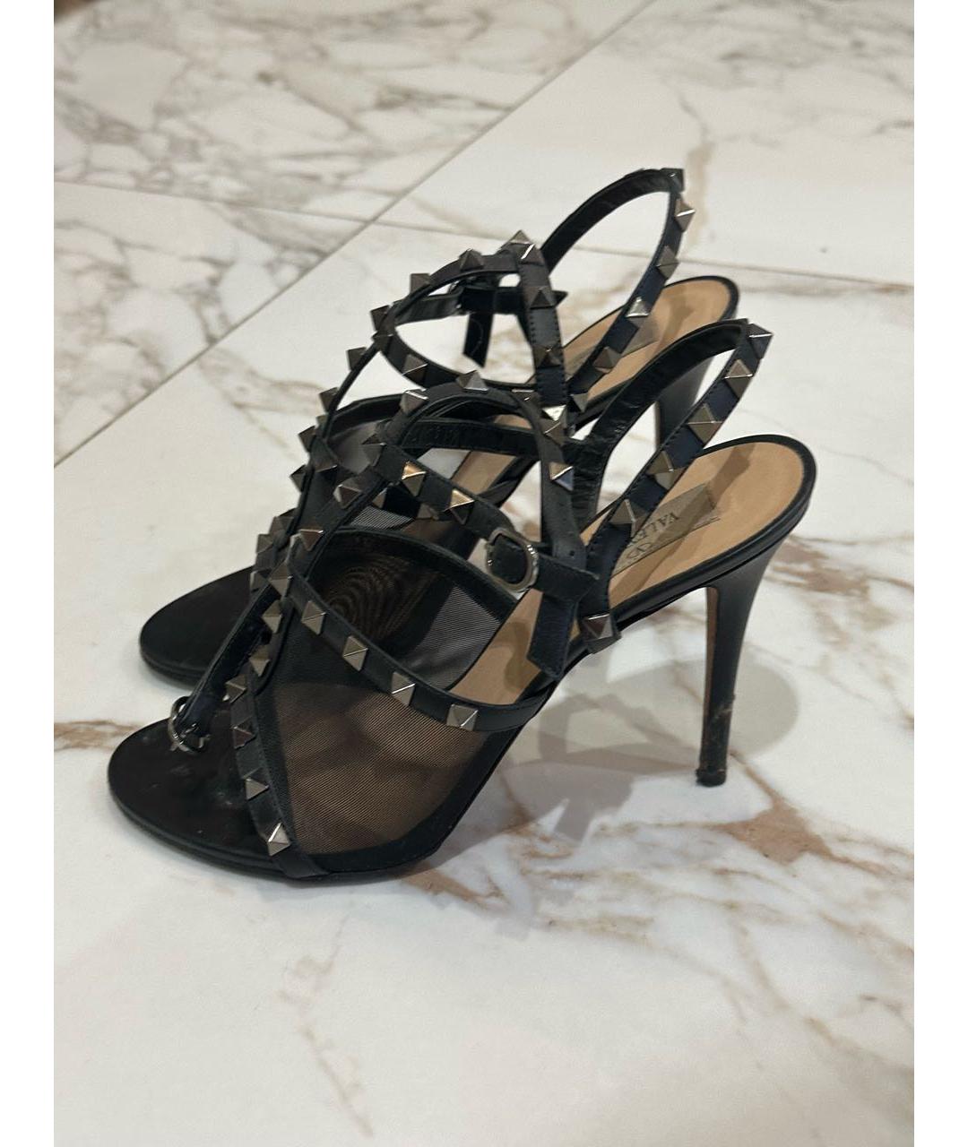 VALENTINO Черные кожаные босоножки, фото 5