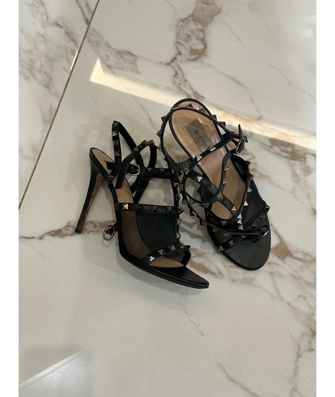 VALENTINO Черные кожаные босоножки, фото 3