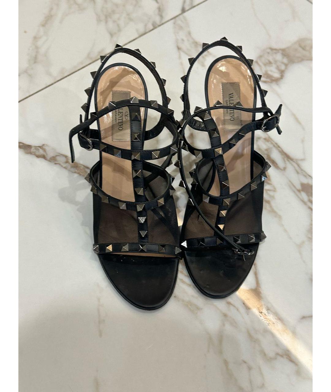 VALENTINO Черные кожаные босоножки, фото 2