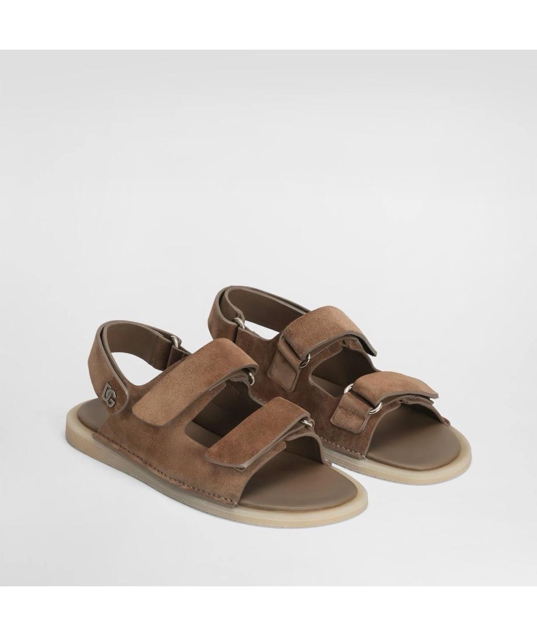 DOLCE&GABBANA Коричневые замшевые сандалии, фото 2