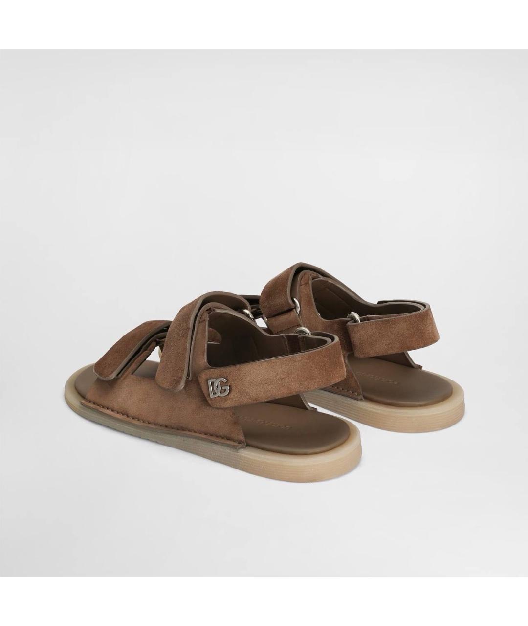 DOLCE&GABBANA Коричневые замшевые сандалии, фото 3