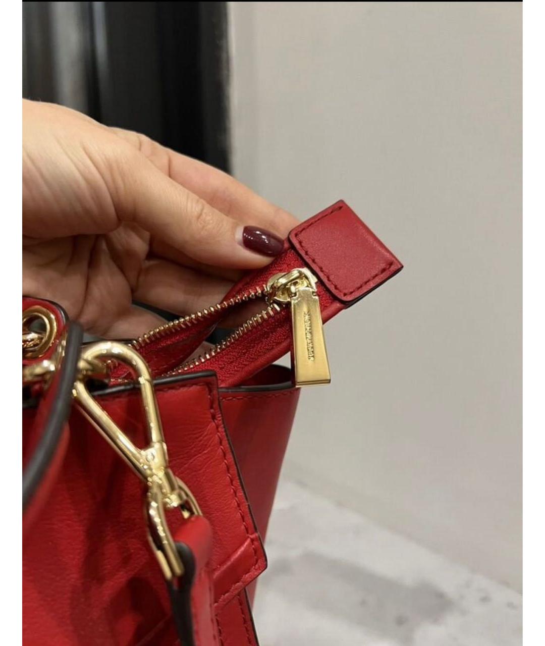 MICHAEL KORS Красная кожаная сумка с короткими ручками, фото 6