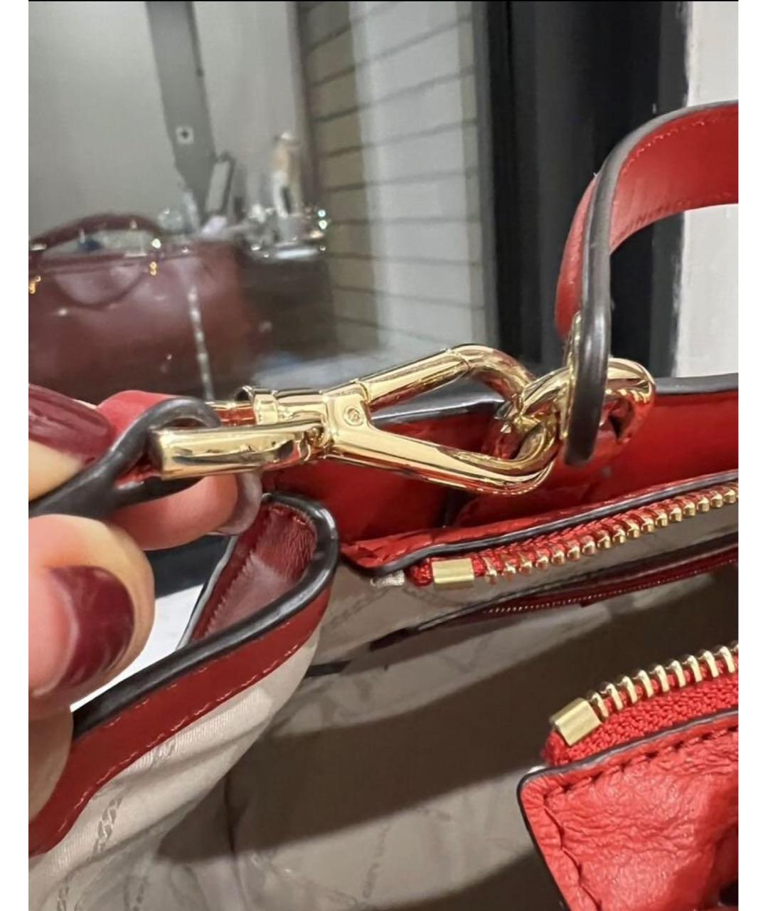 MICHAEL KORS Красная кожаная сумка с короткими ручками, фото 8