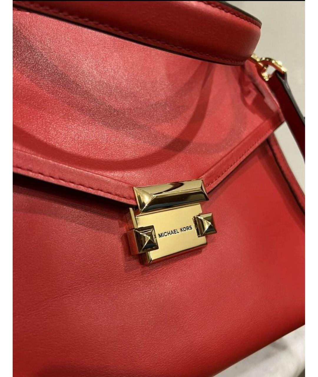 MICHAEL KORS Красная кожаная сумка с короткими ручками, фото 5