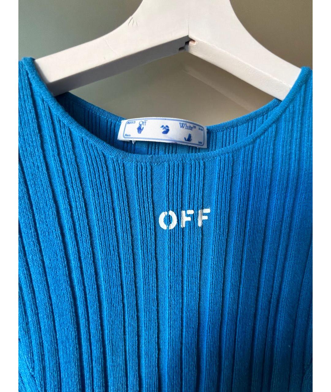 OFF-WHITE Синее вискозное повседневное платье, фото 3
