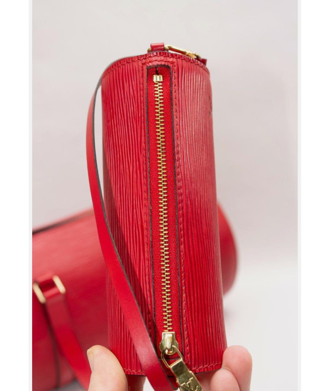 LOUIS VUITTON Красная кожаная сумка с короткими ручками, фото 6