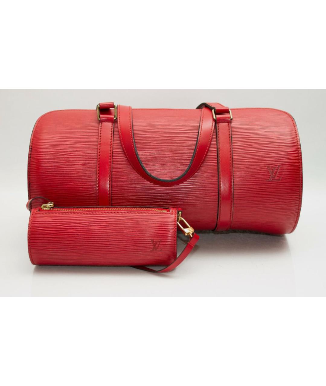 LOUIS VUITTON Красная кожаная сумка с короткими ручками, фото 7