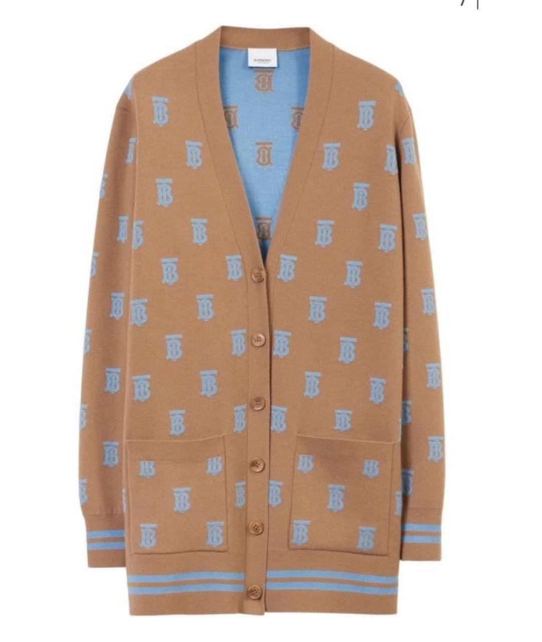 BURBERRY Бежевый шерстяной кардиган, фото 1