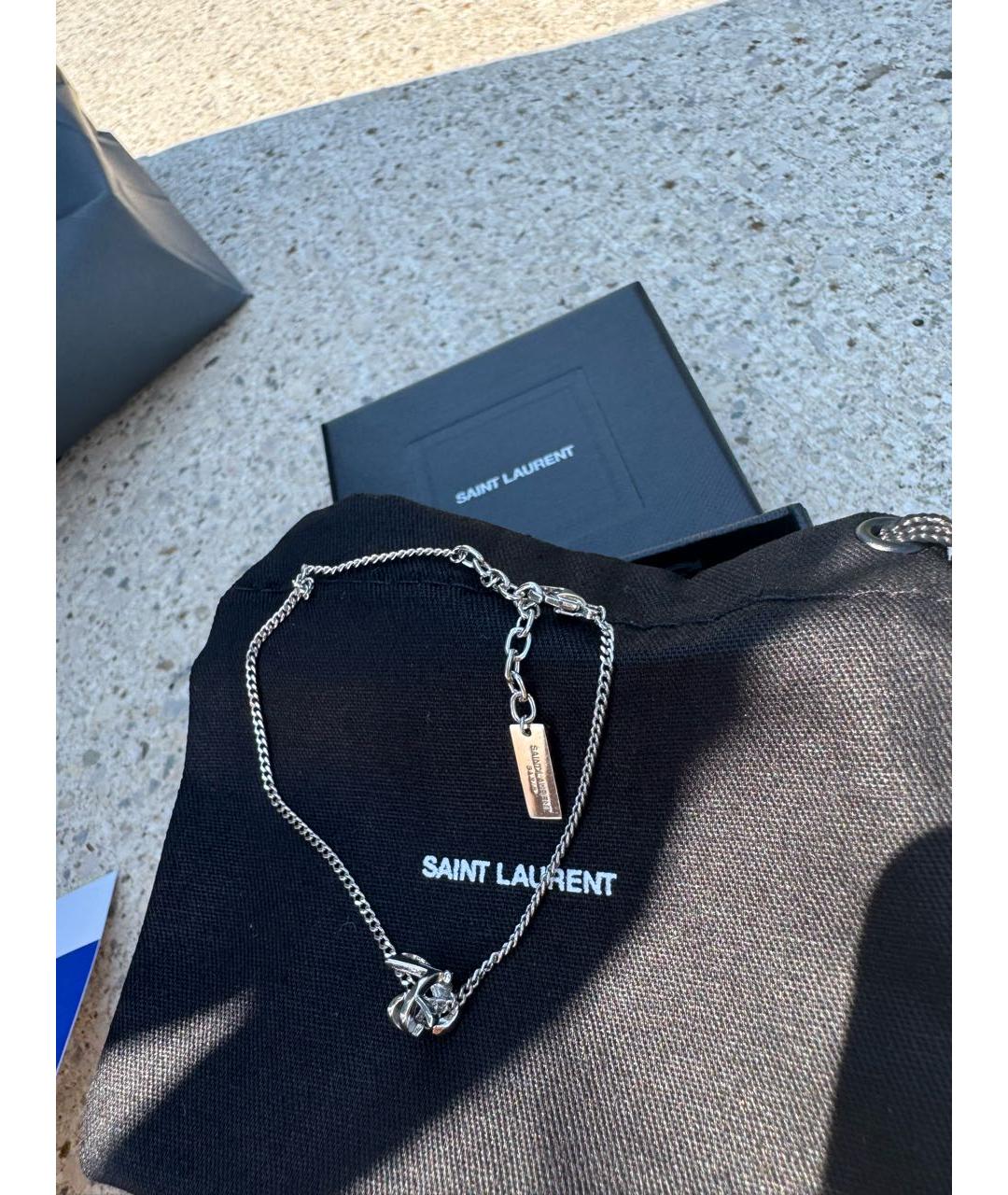 SAINT LAURENT Серебрянный латунный браслет, фото 4