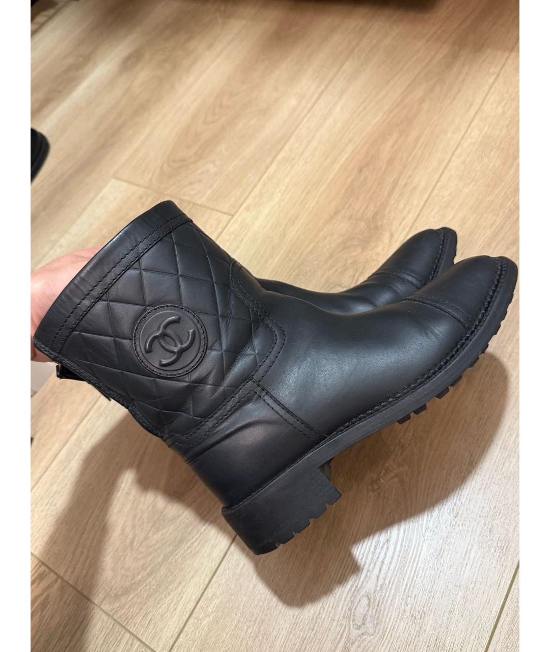 CHANEL Черные кожаные полусапоги, фото 9