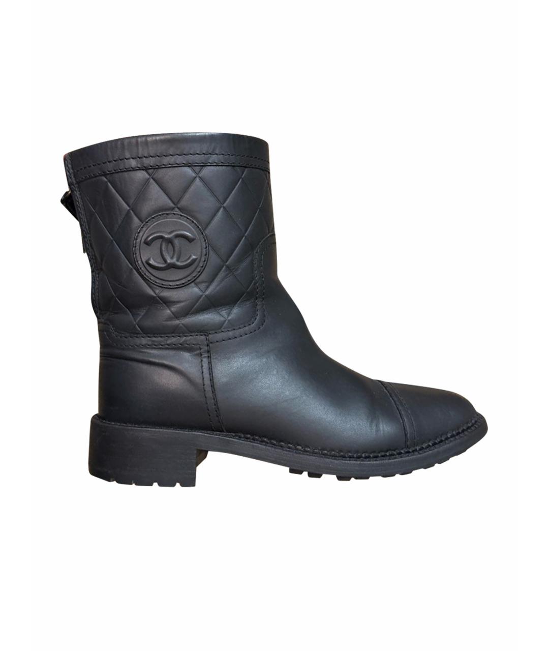 CHANEL Черные кожаные полусапоги, фото 1