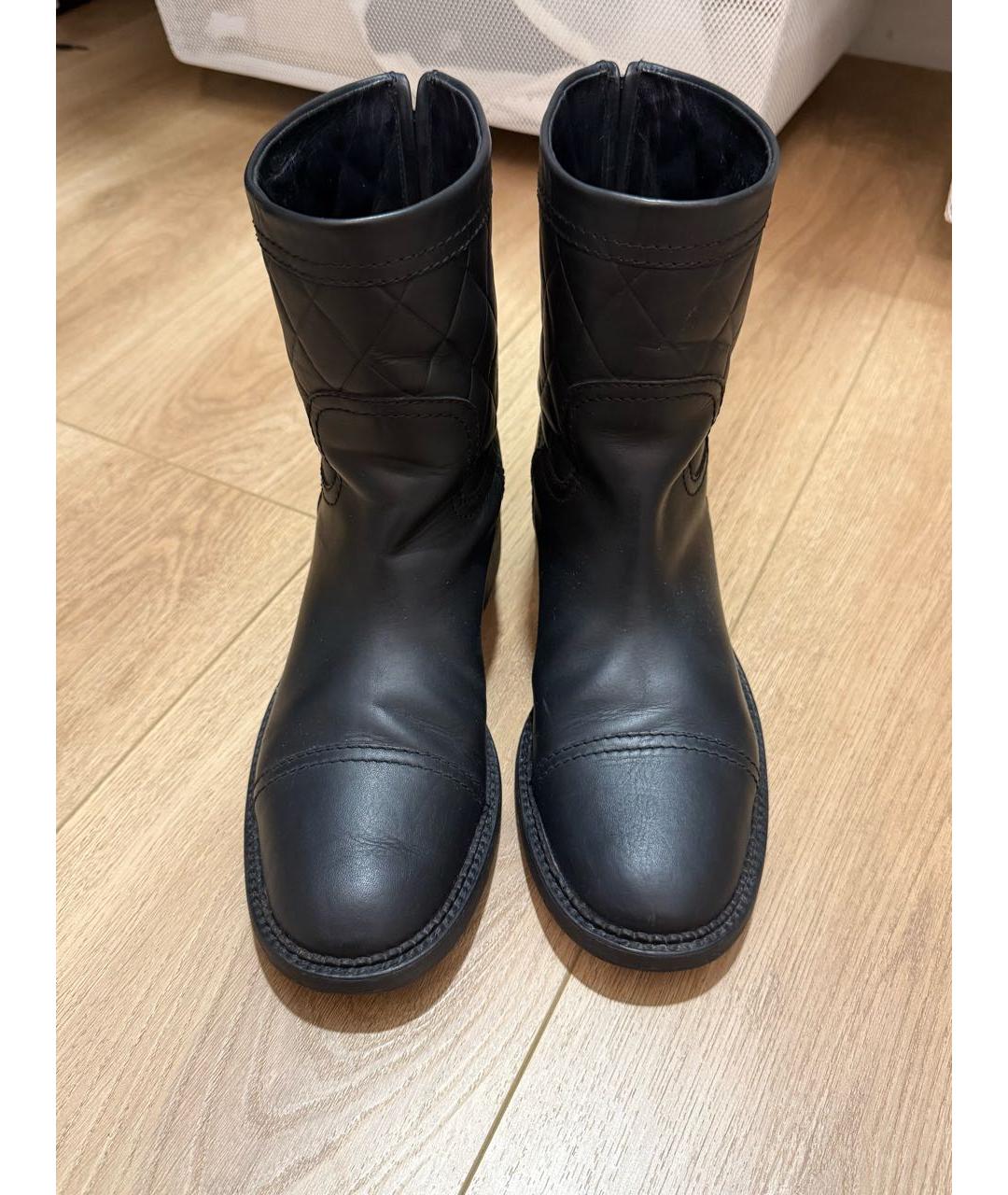 CHANEL Черные кожаные полусапоги, фото 2