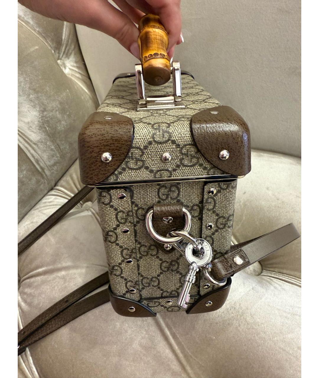 GUCCI Коричневая кожаная сумка через плечо, фото 6