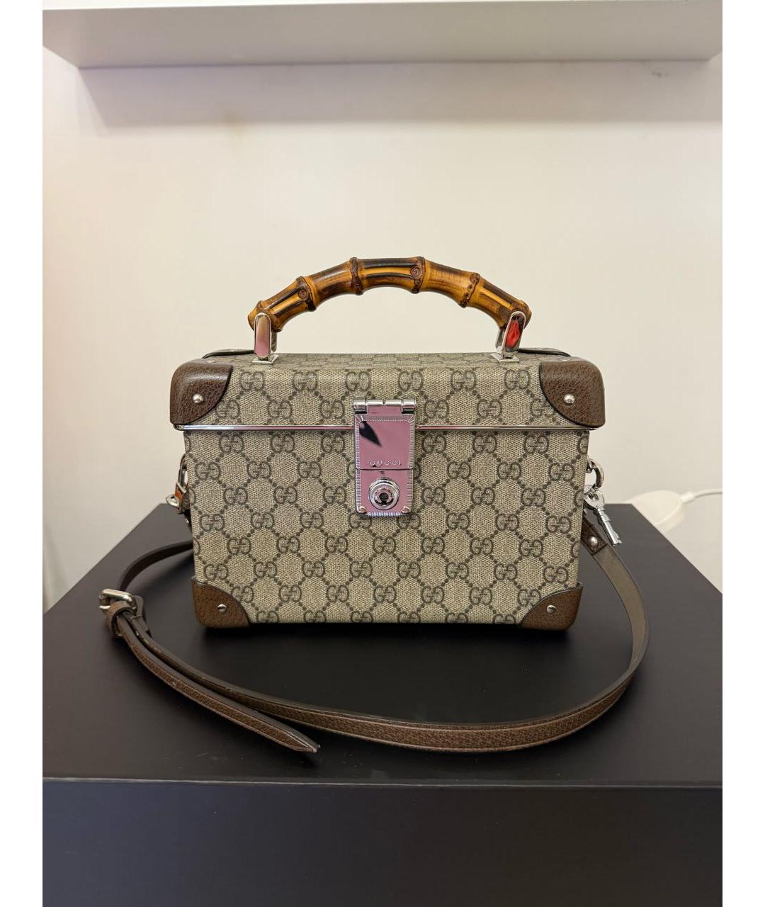 GUCCI Коричневая кожаная сумка через плечо, фото 9