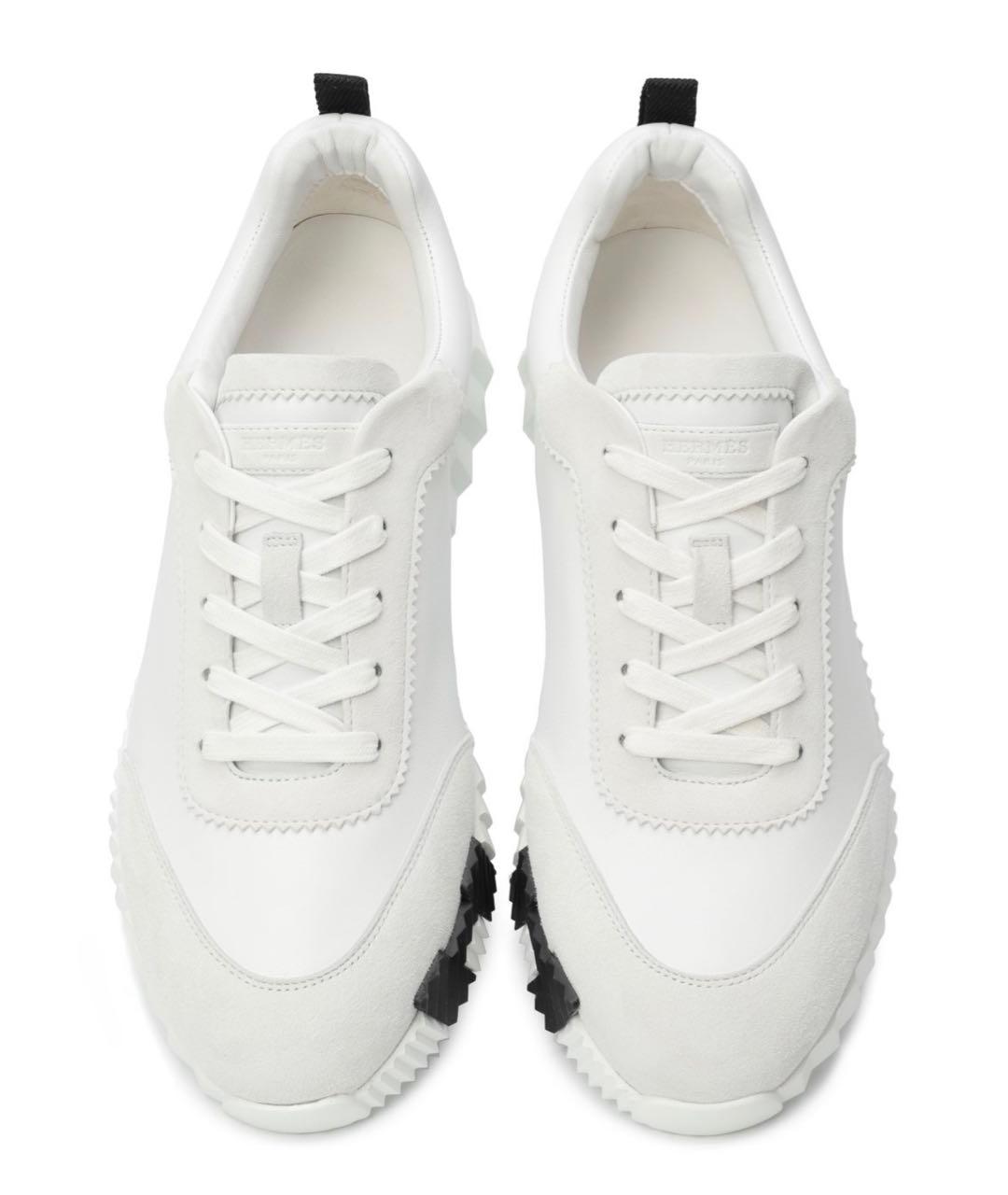 HERMES Белые кожаные низкие кроссовки / кеды, фото 3
