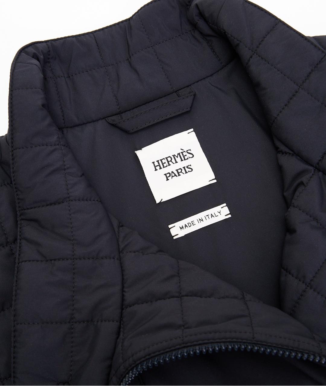 HERMES Темно-синяя полиэстеровая куртка, фото 4
