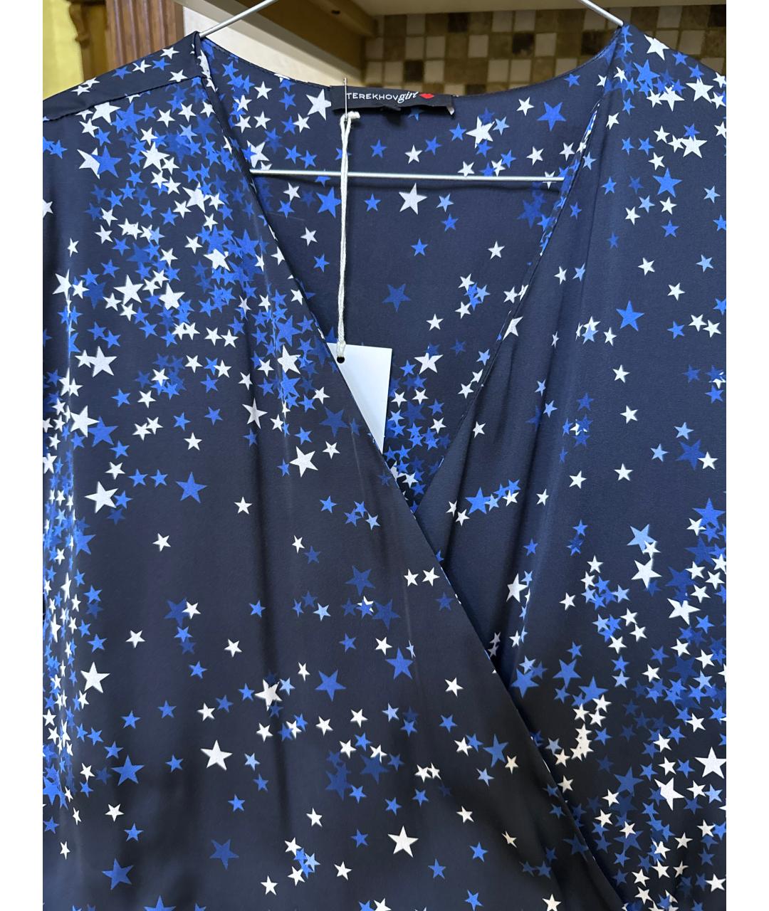 ALEXANDER TEREKHOV Синее шелковое платье, фото 3