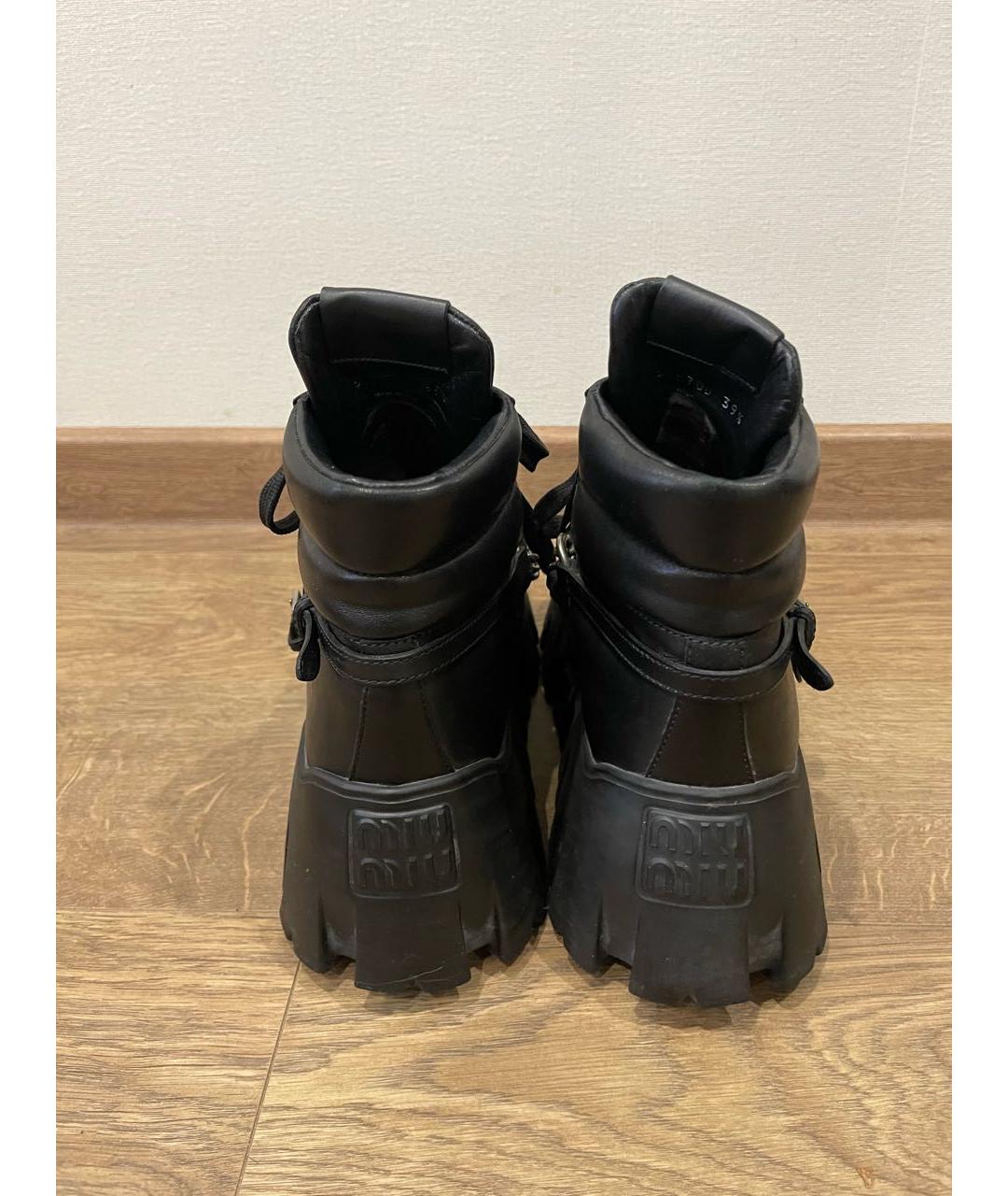 MIU MIU Черные кожаные ботинки, фото 5