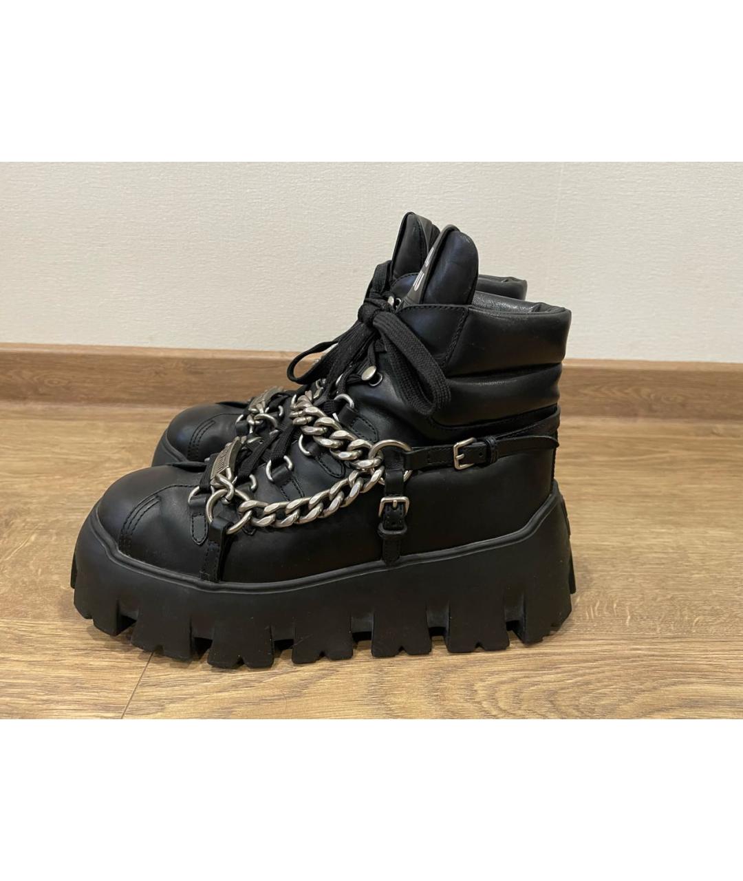 MIU MIU Черные кожаные ботинки, фото 6