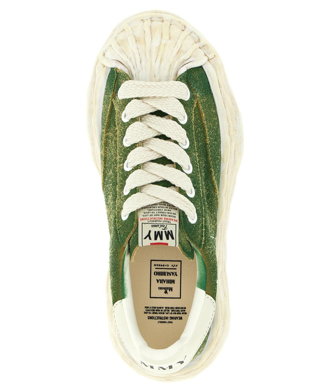 MAISON MIHARA YASUHIRO Зеленые замшевые низкие кроссовки / кеды, фото 4