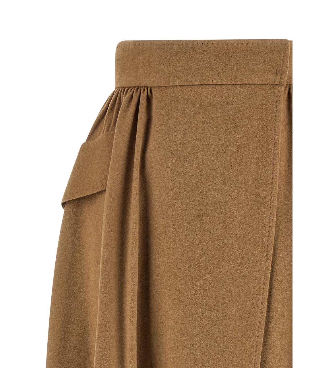MAX MARA Бежевая шерстяная юбка макси, фото 3