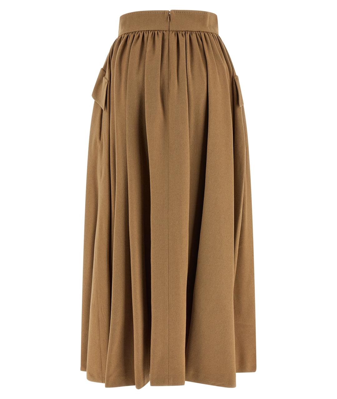 MAX MARA Бежевая шерстяная юбка макси, фото 2