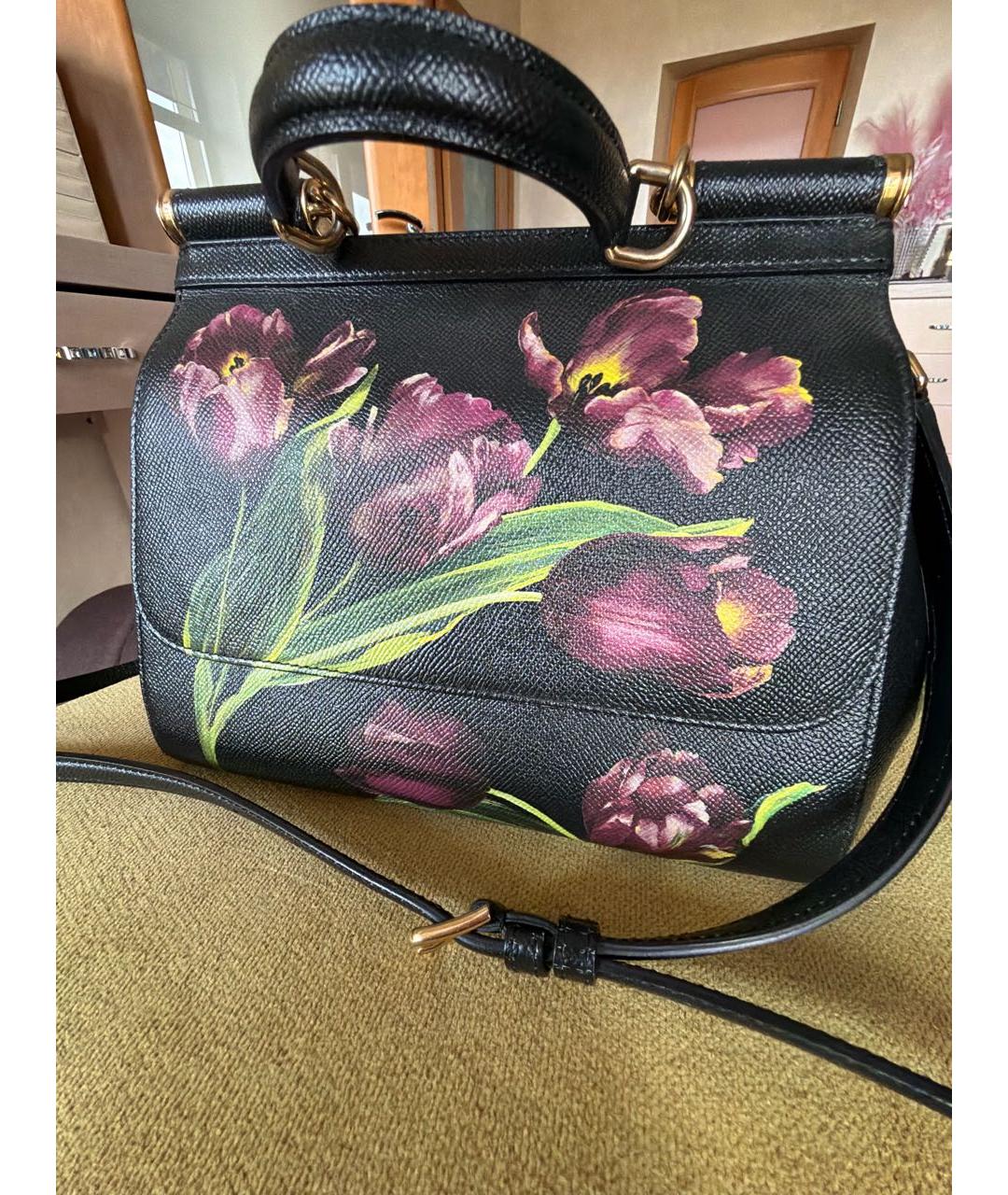 DOLCE&GABBANA Черная кожаная сумка через плечо, фото 5