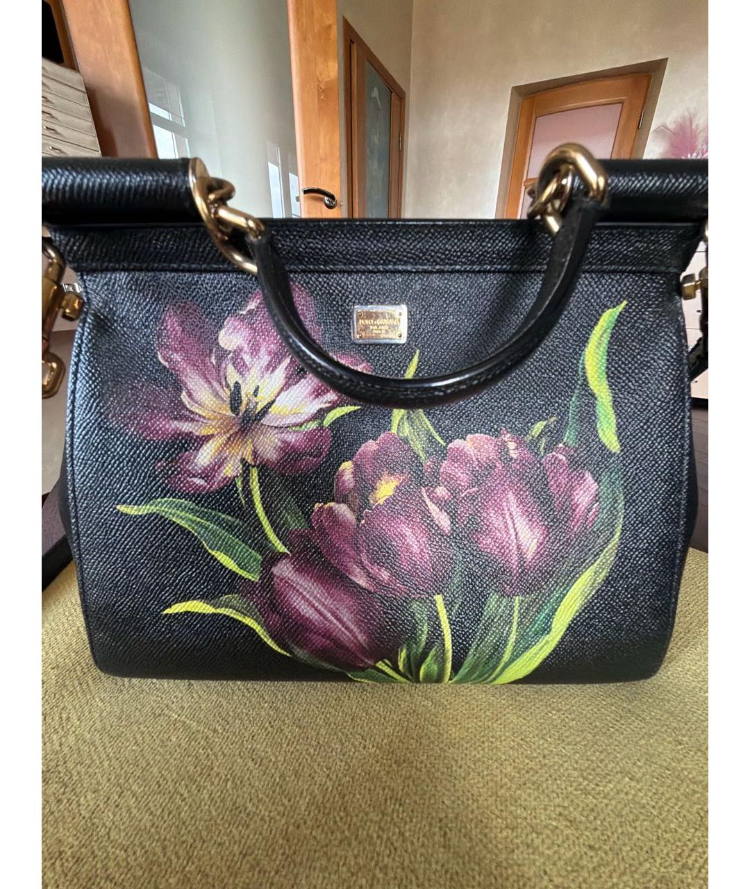 DOLCE&GABBANA Черная кожаная сумка через плечо, фото 2