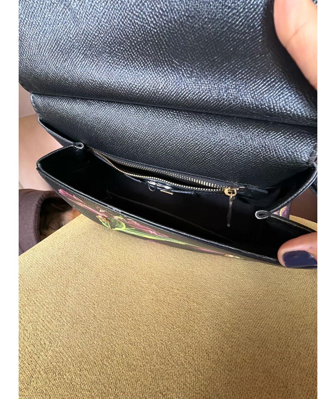 DOLCE&GABBANA Черная кожаная сумка через плечо, фото 3