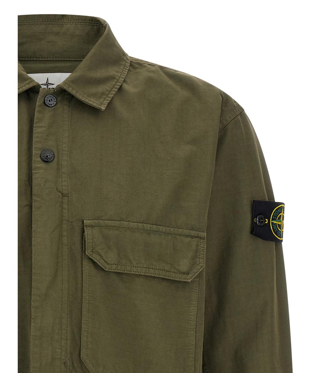 STONE ISLAND Зеленая хлопковая кэжуал рубашка, фото 3