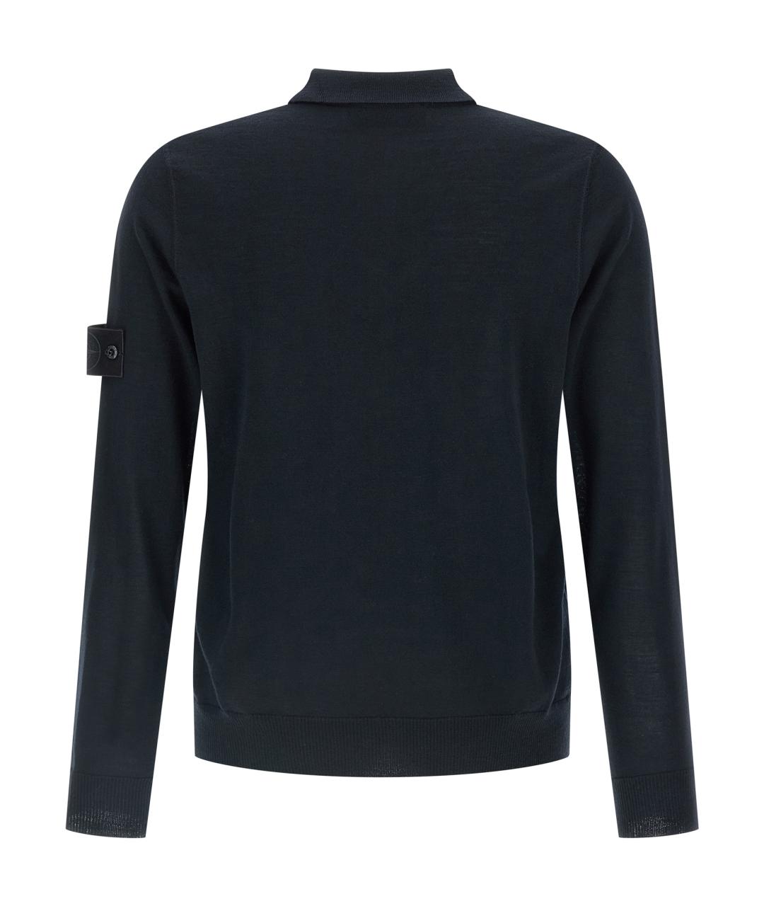 STONE ISLAND Синее вискозное поло с длинным рукавом, фото 2