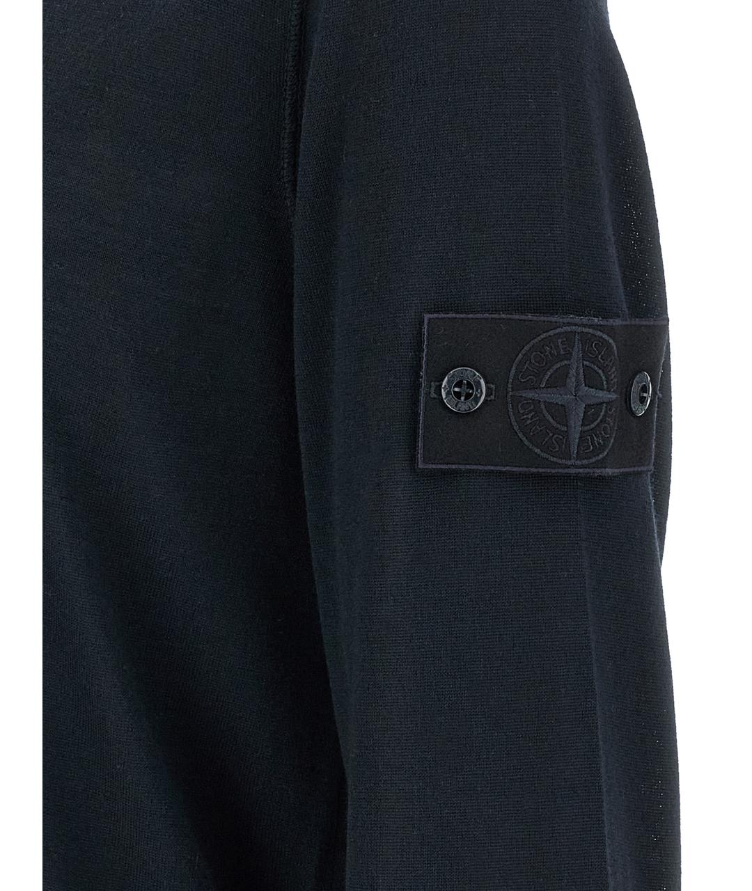 STONE ISLAND Синее вискозное поло с длинным рукавом, фото 4