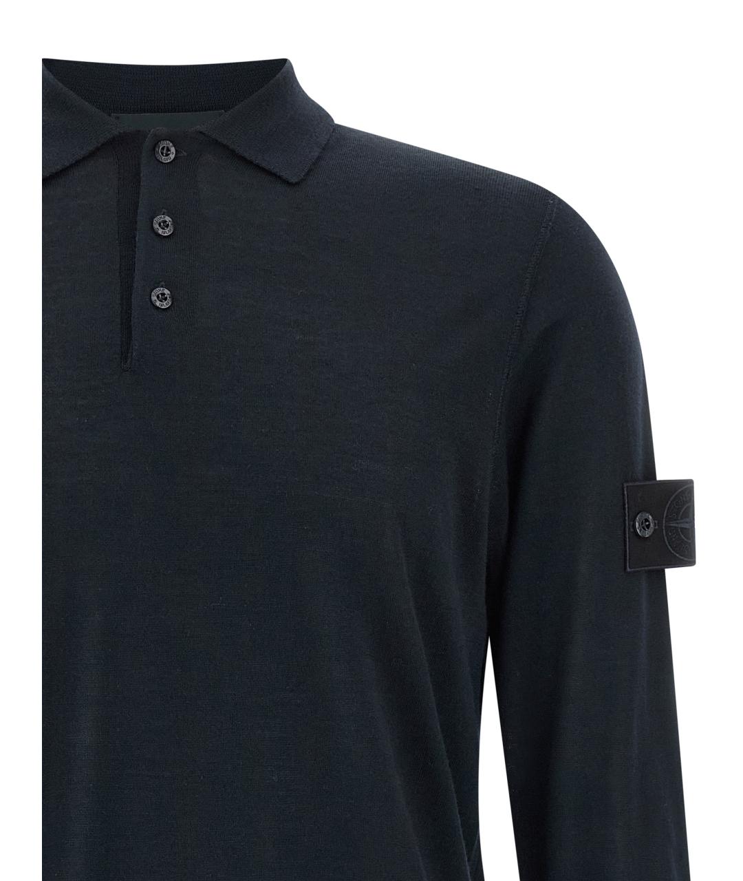 STONE ISLAND Синее вискозное поло с длинным рукавом, фото 3