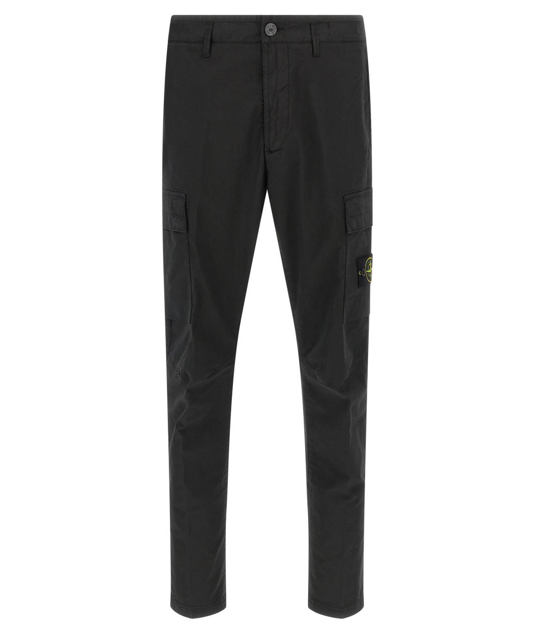 STONE ISLAND Черные хлопковые повседневные брюки, фото 1